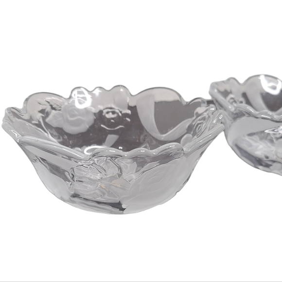 Aderia Glass Made In Japan Rose Bowls Set of 2 Frosted Glass Bowls Dishes - Picture 8 of 12
